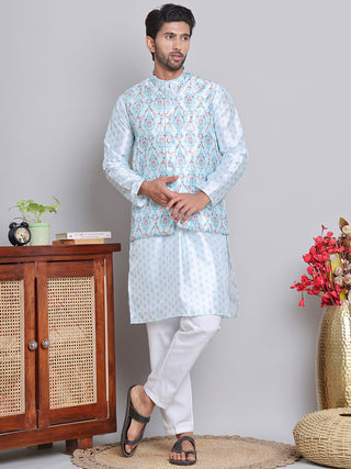 Printed Nehru Jacket & Kurta Pyjama Set