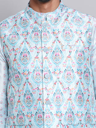 Printed Nehru Jacket & Kurta Pyjama Set