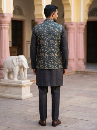 Men's Embossed Designer Nehru Jacket Kurta Pyjama Set