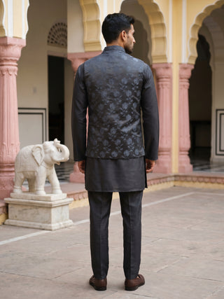 Men Ethnic Embossed Nehru Jacket Kurta Pyjama Set