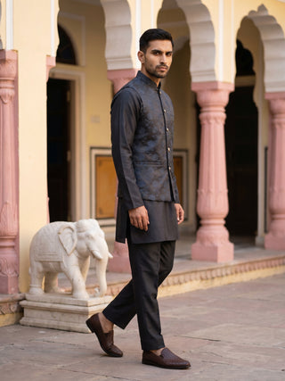 Men Ethnic Embossed Nehru Jacket Kurta Pyjama Set