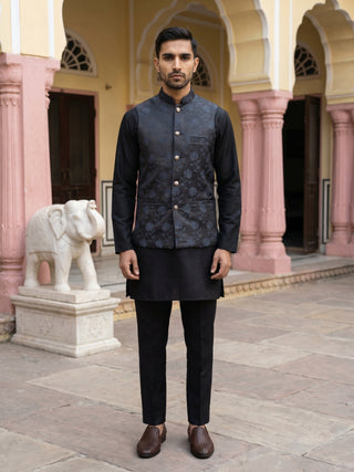Men Ethnic Embossed Nehru Jacket Kurta Pyjama Set