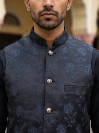Men Ethnic Embossed Nehru Jacket Kurta Pyjama Set