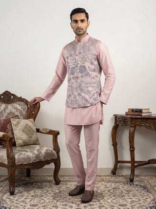 Embroidered Nehru Jacket with Kurta Pyjama Set