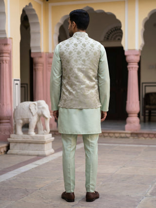Men Ethnic Embossed Nehru Jacket Kurta Pyjama Set