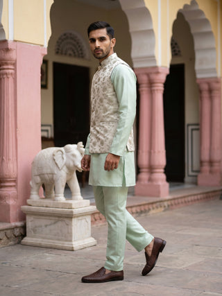 Men Ethnic Embossed Nehru Jacket Kurta Pyjama Set
