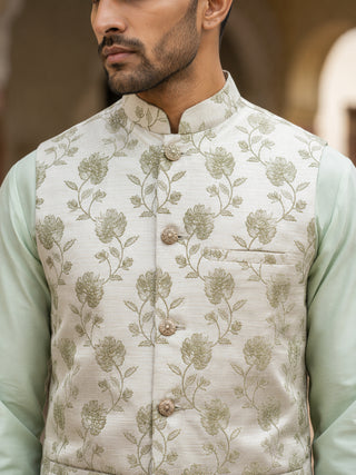 Men Ethnic Embossed Nehru Jacket Kurta Pyjama Set