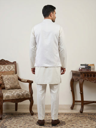 Embroidered Nehru Jacket with Kurta Pyjama Set