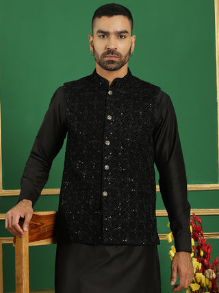 Men's Sequins Velvet Nehru Jacket