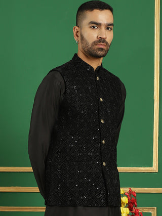 Men's Sequins Velvet Nehru Jacket