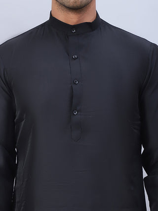 Embossed Nehru Jacket With Solid Kurta Pyjama Set