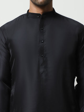 Embossed Nehru Jacket With Solid Kurta Pyjama Set