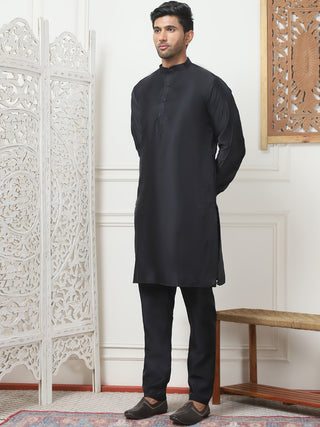 Embroidered Nehru Jacket With Solid Kurta Pyjama Set