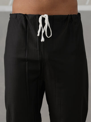 Black Velvet Nehru Jacket with Kurta Pyjama Set