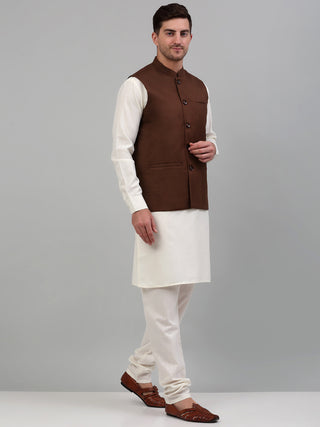 Men Nehru Jacket with White Kurta Pyjama.