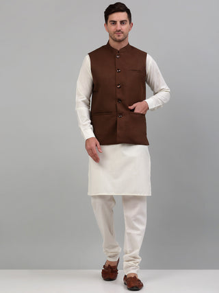 Men Nehru Jacket with White Kurta Pyjama.