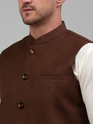 Men Nehru Jacket with White Kurta Pyjama.