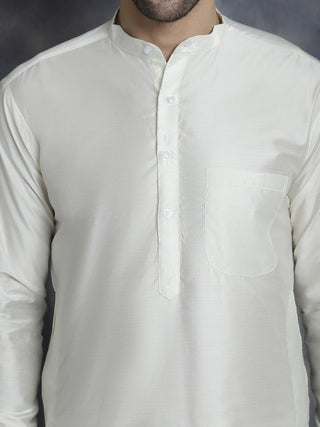 Men's Solid Nehru Jacket with White Kurta & Churidar