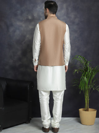 Men's Embroidred Nehru Jacket With Solid Kurta Pyjama