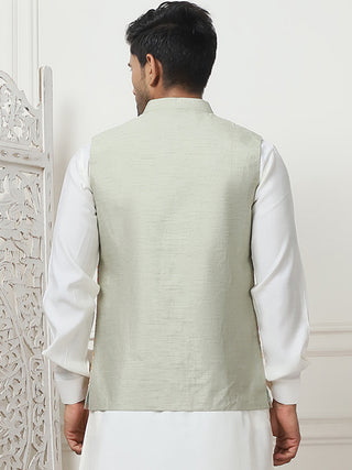 Embroidered With Sequin Silk Blend Nehru Jacket