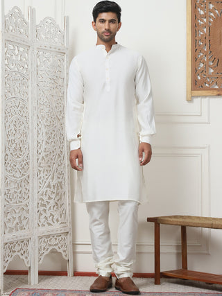 Embroidered Nehru Jacket With Solid Kurta Pyjama Set