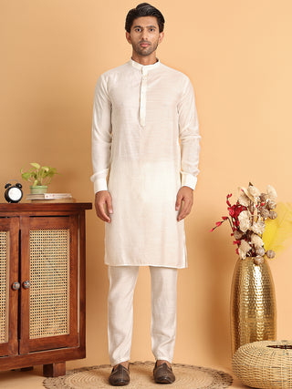 Men's Embroidered & Velvet Nehru Jacket With Solid Kurta Pyjama