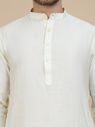 Embossed Nehru Jacket with Solid Kurta Set for Men