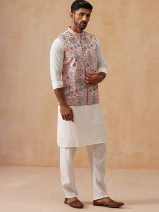 Embroidered Nehru Jacket with Kurta Pyjama Set
