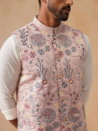 Embroidered Nehru Jacket with Kurta Pyjama Set
