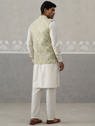 Embroidered Nehru Jacket with Kurta Pyjama