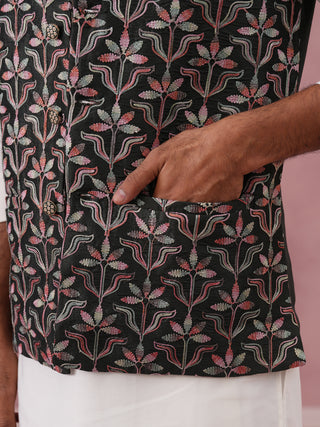 Festive Embroidered Nehru Jacket with Classic Kurta Pyjama