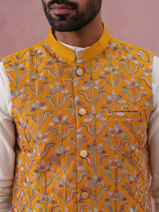 Festive Embroidered Nehru Jacket with Classic Kurta Pyjama