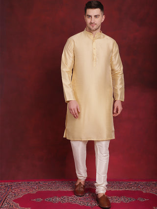 White Woven Design Nehru Jacket With Kurta Pyjama Set