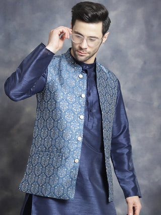 Men's Printed Nehru Jacket With Kurta Pyjama Set