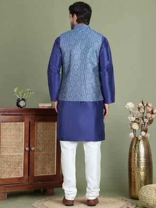 Men's Printed Nehru Jacket With Kurta Pyjama Set
