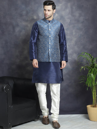 Men's Printed Nehru Jacket With Kurta Pyjama Set