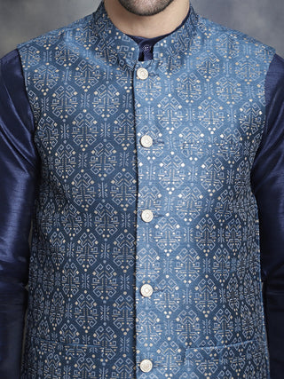 Men's Printed Nehru Jacket With Kurta Pyjama Set