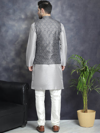 Men's Printed Nehru Jacket With Kurta Pyjama Set