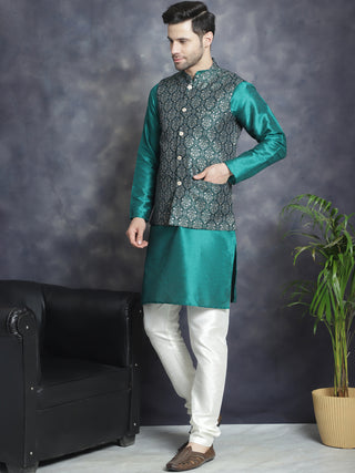 Men's Printed Nehru Jacket With Kurta Pyjama Set