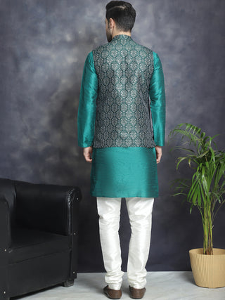 Men's Printed Nehru Jacket With Kurta Pyjama Set