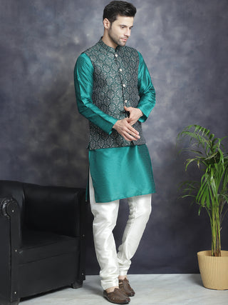 Men's Printed Nehru Jacket With Kurta Pyjama Set