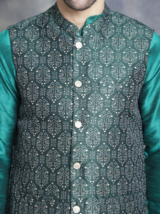 Men's Printed Nehru Jacket With Kurta Pyjama Set