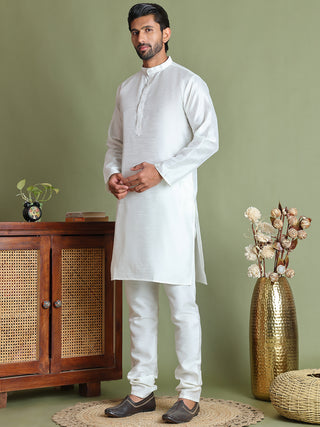 Woven Design Nehru Jacket With Solid Kurta Pyjama for Men