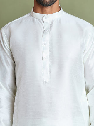 Woven Design Nehru Jacket With Solid Kurta Pyjama for Men