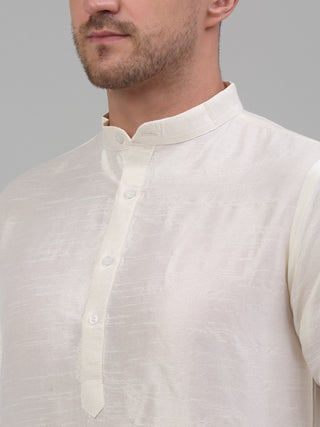 Men's Embroidered Nehru Jacket With Solid Kurta Pyjama Set.