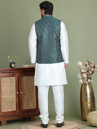Men's Printed Nehru Jacket With Kurta Pyjama Set