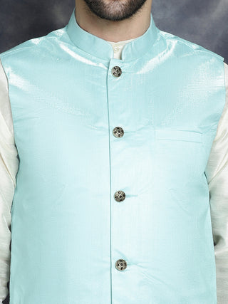 Men's Printed Nehru Jacket With Solid Kurta Pyjama