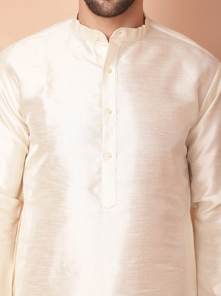 Men's Woven Design Nehru Jacket With Solid Kurta Pyjama