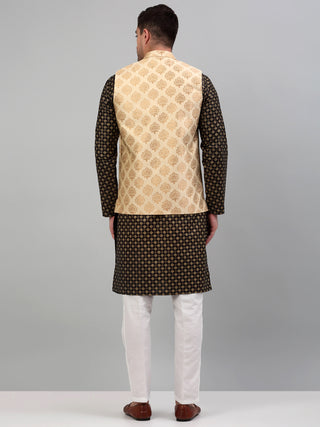 Men's Printed Nehru Jacket With Kurta Pyjama Set