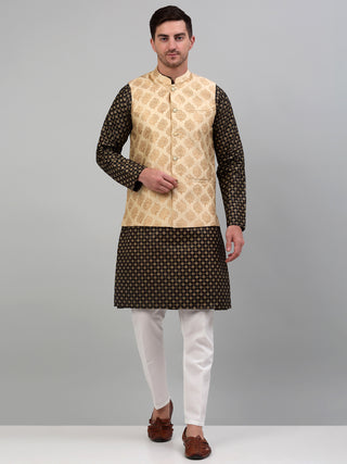 Men's Printed Nehru Jacket With Kurta Pyjama Set